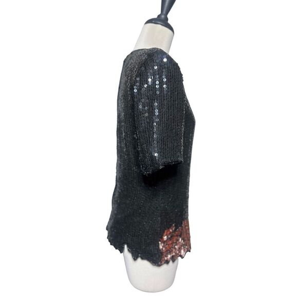 Vintage Stenay Short Sleeve Sequined Blouse Fall Flowers Size Small - Picture 4 of 6